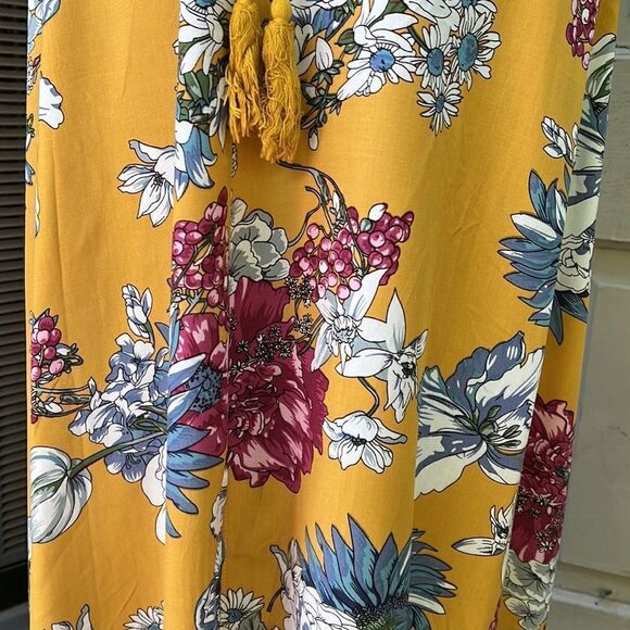 MUSTARD YELLOW FLORAL MAXI DRESS  SIZE S M L  BNWT - Picture 4 of 10